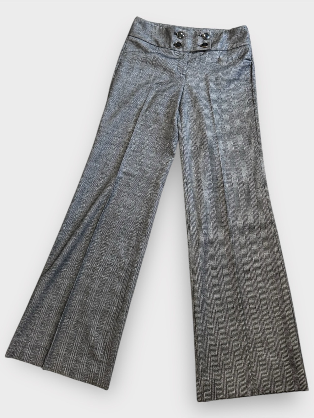 Express Design Studio Gray Herringbone Sailor Wide Leg Trousers Size 2 Long Tall